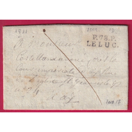 MARQUE P78P LE LUC VAR 1811 POUR AIX INDICE 13 LETTRE COVER FRANCE