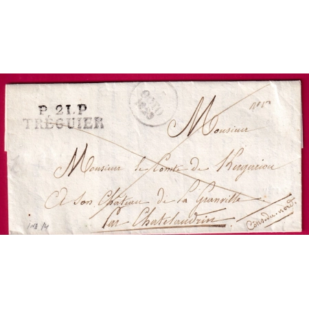 MARQUE P21P TREGUIER COTES DU NORD POUR CHATELAUDRIN INDICE 14 LETTRE COVER FRANCE