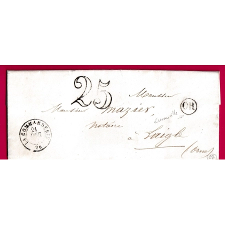CAD TYPE 15 LA COMMANDERIE EURE OR EMANVILLE POUR LAIGLE ORNE LETTRE COVER FRANCE