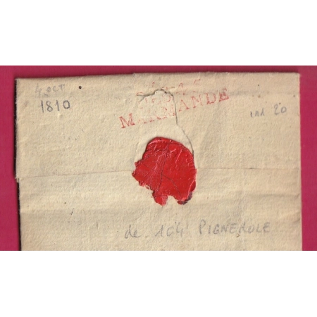 DEBOURSE DEB 45 MARMANDE EN ROUGE 1810 DEPART CONQUIS 104 PIGNEROLE ITALIE INDICE 20 LOT ET GARONNE LETTRE COVER FRANCE