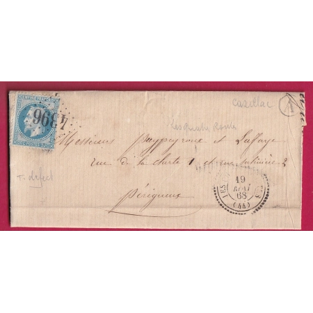 N°29 GC 4396 LES QUATRES ROUTES LOT CAD TYPE 22 BOITE RURALE A CAZILLAC POUR PERIGUEUX LETTRE COVER FRANCE