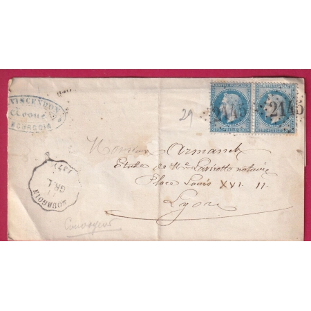 N°29 PAIRE CONVOYEUR STATION BOURGOIN ISERE GC 2145 LYON RHONE LETTRE COVER FRANCE