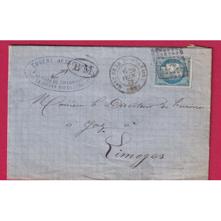 N°60 CAD GARE DE LA SOUTERRRAINE CREUSE BM BOITE MOBILE LA COTE DE CHAMBORANT POUR LIMOGES LETTRE COVER FRANCE
