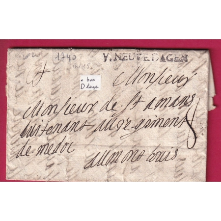 MARQUE VILLENEUVE D'AGEN LOT ET GARONNE 1740 LENAIN N°2 INDICE 15  LETTRE COVER FRANCE