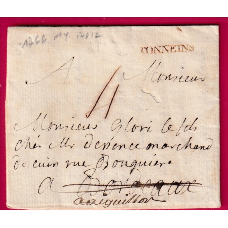 MARQUE TONNEINS LOT ET GARONNE LENAIN N°4 POUR BORDEAUX REEXP AIGUILLON INDICE 12 LETTRE COVER FRANCE