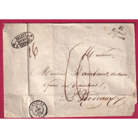 CURSIVE 45 VERTEUIL D'AGENAIS LOT ET GARONNE POUR BORDEAUX INDICE 16 LETTRE COVER FRANCE
