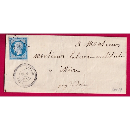 N°14 PC 4103 VOLVIC PUY DE DOME CAD TYPE 22 INDICE 17 POUR ISSOIRE LETTRE COVER FRANCE