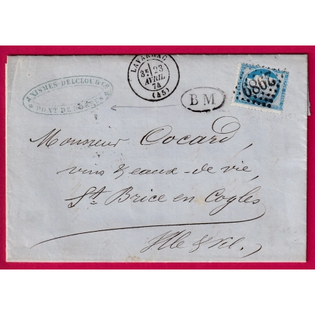 N°60 CAD LAVARDAC LOT ET GARONNE BM DE PONT DE BORDES GC 2989 PORT STE MARIE ST BRICE ILLE ET VILLAINE LETTRE FRANCE