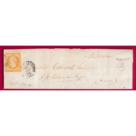 N°13 PC 1305 FONTENAY LE COMTE VENDEE OR DE MERVENT POUR ST HILAIRE DES LOGES LETTRE COVER FRANCE