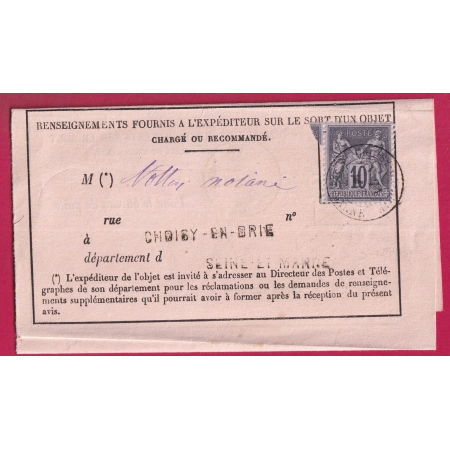 N°89 CAD CHOISY EN BRIE SEINE ET MARNE SUR AVIS DE CHARGEMENT LETTRE COVER FRANCE
