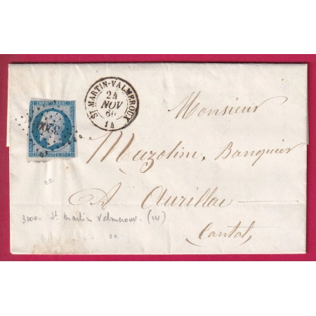 N°14 PC 3200 ST MARTIN VALMEROUX CANTAL POUR AURILLAC LETTRE COVER FRANCE