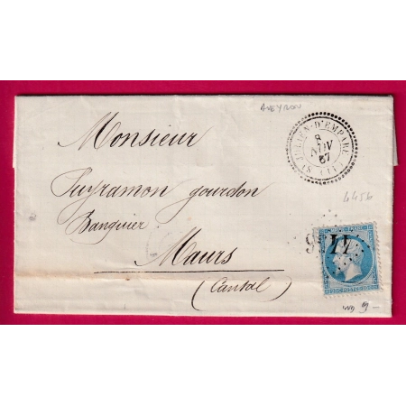 N°22 GC 4456 ST JULIEN D'EMPARE AVEYRON CAD TYPE 22 POUR MAURS DU CANTAL LETTRE COVER FRANCE