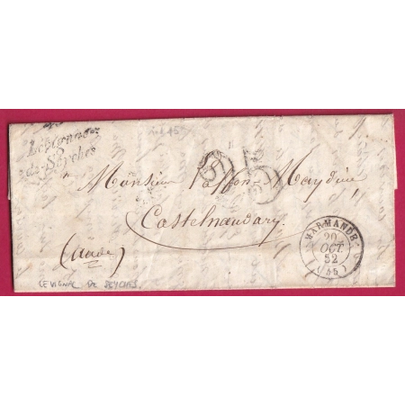 CURSIVE 45 LEVIGNAC DE SEYCHES LOT ET GARONNE INDICE 15 T15 MARMANDE POUR CASTELNAUDARY AUDE LETTRE COVER FRANCE
