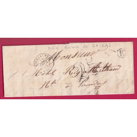 CAD TYPE 15 RIVESALTES PYRENEES ORIENTALES BOITE RURALE E BAIXAS POUR PORT VENDRES LETTRE COVER FRANCE