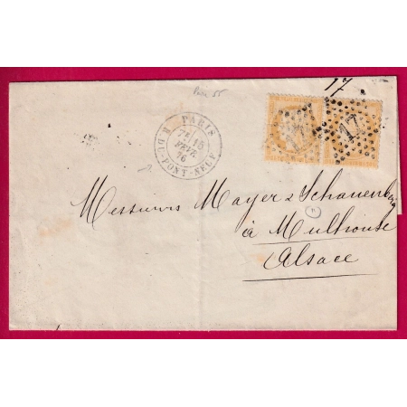 N°55 PAIRE PARIS ETOILE 17 R DU-PONT-NEUF POUR MULHOUSE HAUT RHIN LETTRE COVER FRANCE