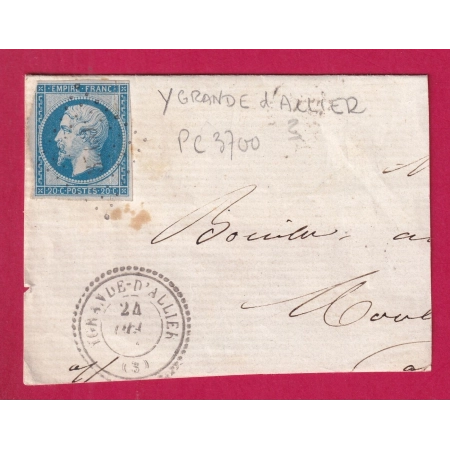 N°14 PC 3700 YGRANDE D' ALLIER TYPE 22 FRAGMENT DE LETTRE TIMBRE BRIEFMARKEN STAMP FRANCE
