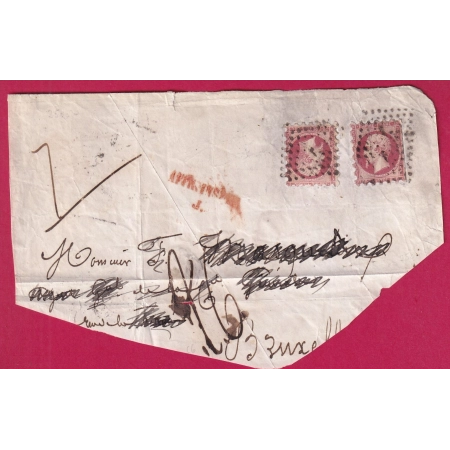 N°17B X2 PICQUAGE SUSSE PARIS BUREAU J TAXE MANUSCRIT 26 BRUXELLES BELGIQUE GRAND FRAGMENT DE LETTRE COVER FRANCE