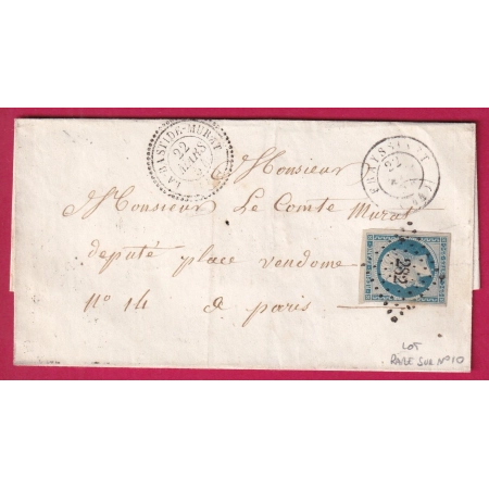 N°10 PC 282 LA BASTIDE MURAT LOT TYPE 22 RARE SUR CE TIMBRE T15 FRAYSSINET LETTRE COVER FRANCE
