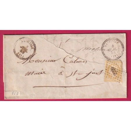 N°13 JAUNE CITRON PC 2229 NAUCELLE AVEYRON SUR LETTRE REUTILISEE TAXE LOCALE 1 LETTRE COVER FRANCE