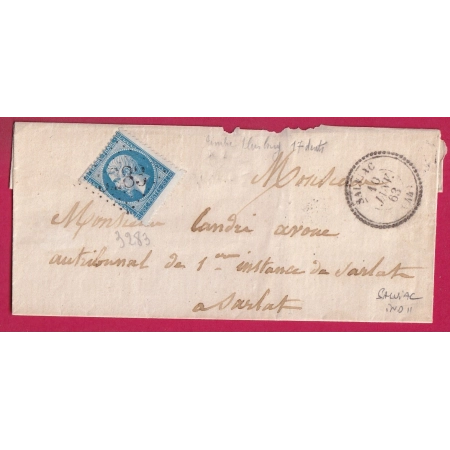 N°22 VARIETE GRAND TIMBRE COIN DE FEUILLE GC 3283 SALVIAC LOT CAD TYPE 22 SARLAT DORDOGNE LETTRE COVER FRANCE