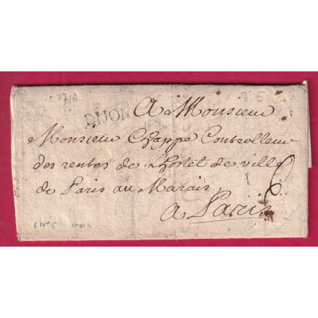 MARQUE DIJON COTE D'OR LENAIN N°5 1718 INDICE 11 POUR PARIS LETTRE COVER FRANCE