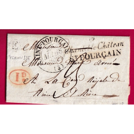 DOUBLE CURSIVE CHATEL LE CHATEAU T13 SAINT POURCAIN ALLIER BOITE RURALE E VERNUSSE + DECIME RURAL LETTRE COVER FRANCE