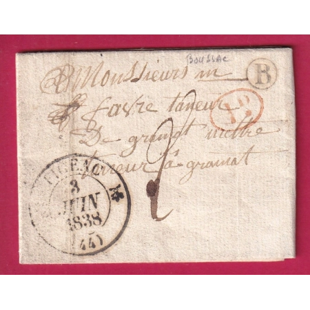 CAD TYPE 12 FIGEAC LOT BOITE RURALE B BOUSSAC + DECIME RURALE LETTRE COVER FRANCE