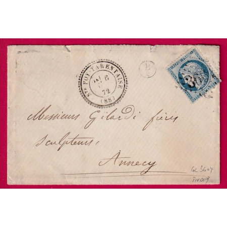 N°60 GC 3604 STE FOY TARENTAISE SAVOIE CAD TYPE 24 POUR ANNECY HAUTE SAVOIE INDICE 19 LETTRE COVER FRANCE