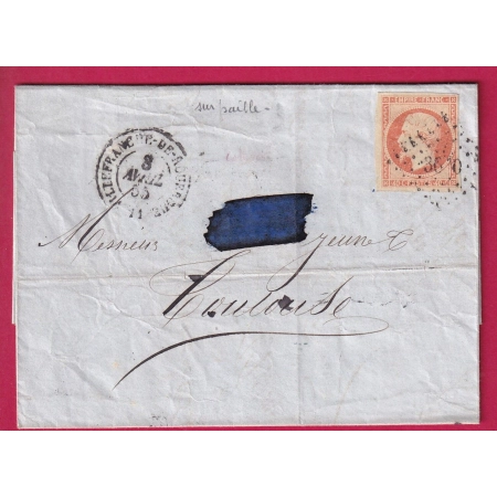 N°16 SUR PAILLE PC 3610 VILLEFRANCHE DE ROUERGE AVEYRON POUR TOULOUSE LETTRE COVER FRANCE