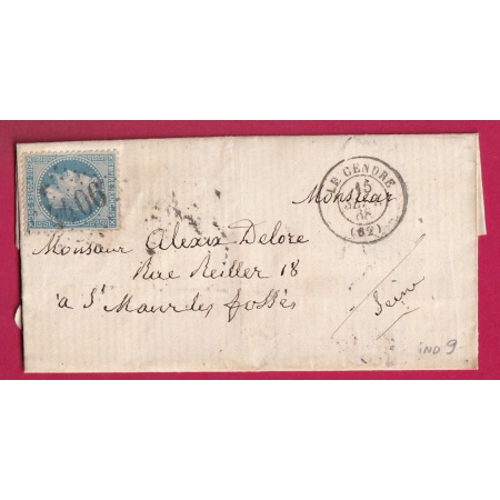 N°29 GC 4406 LE CENDRE PUY DE DOME INDICE 9 POUR ST MAURS DES FOSSES SEINE LETTRE COVER FRANCE