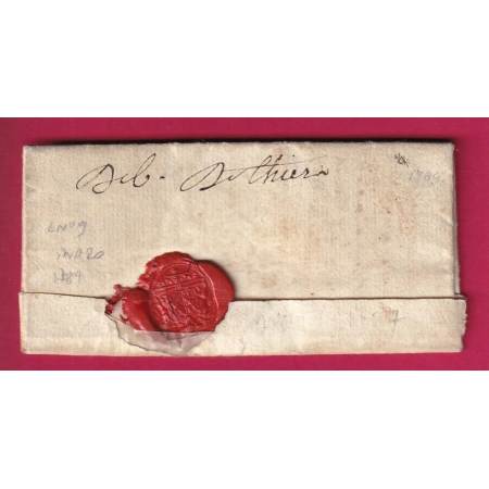 DEBOURSE MANUSCRIT DE THIERS PUY DE DOME 1789 INDICE 20 LENAIN N°9 DEPART PARIS MENTION AUVERGNE PAR MURAT CANTAL LETTRE