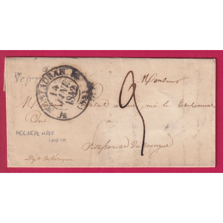 CURSIVE 85 NEGREPELISSE TARN ET GARONNE T12 MONTAUBAN INDICE 10 VILLEFRANCHE DE ROUERGUE LETTRE COVER FRANCE