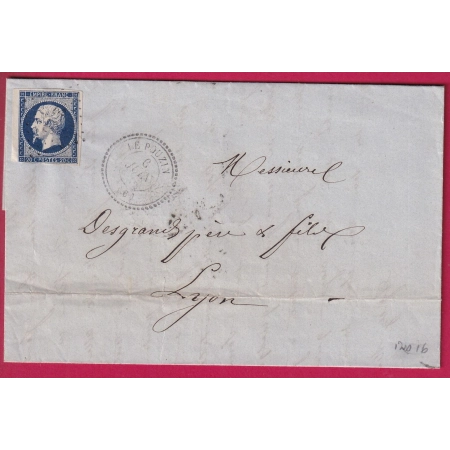 N°14 BLEU FONCE PETIT BDF PC 2566 LE POUZIN ARDECHE CAD TYPE 22 INDICE 16 POUR LYON  LETTRE COVER FRANCE
