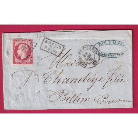 N°17B PC 886 CLERMONT FERRAND PUY DE DOME POUR BILLOM APRES LE DEPART LETTRE COVER FRANCE