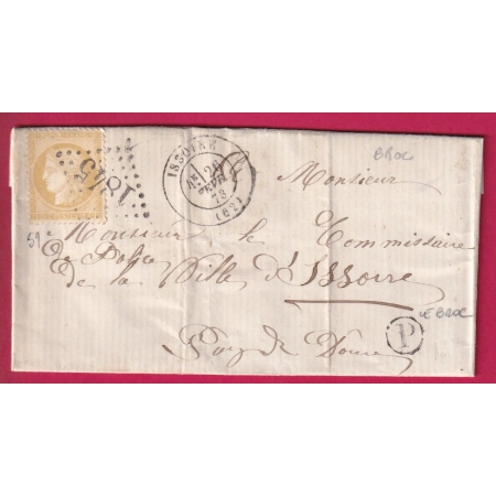 N°59 GC 1845 ISSOIRE PUY DE DOME BOITE RURALE P LE BROC POUR ISSOIRE LETTRE COVER FRANCE