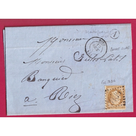 N°21 GC 3136 RIEZ BASSES ALPES BOITE RURALE A MONTAGNAC POUR RIEZ LETTRE COVER FRANCE