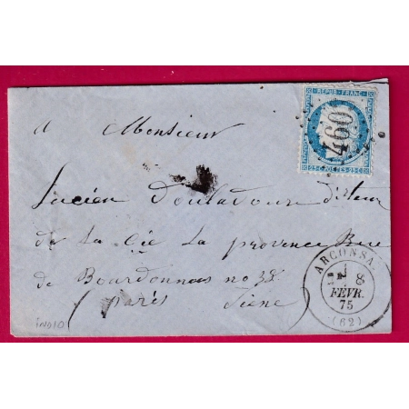 N°60 GC 4603 ARCONSAT PUY DE DOME POUR PARIS LETTRE COVER FRANCE