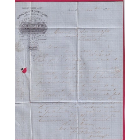 N°20 PAIRE N°59 PARIS ETOILE 15 R BONAPARTE POUR BORDEAUX 8 NOV 1871 LETTRE COVER FRANCE