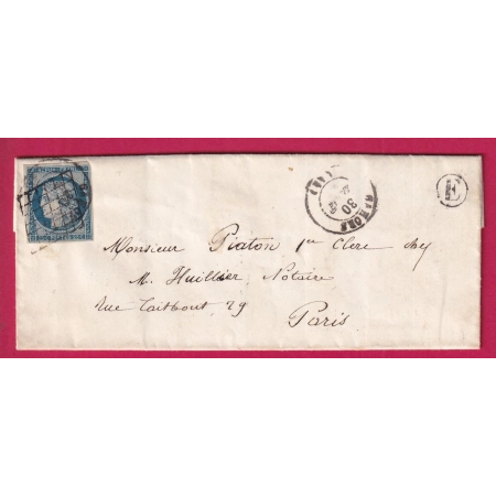N°4 GRILLE + CAD TYPE 15 CAHORS LOT BOITE RURALE E CHATEAU DE LAGREZETTE SIGNE BARONNE AMBERT 1850 LETTRE COVER FRANCE