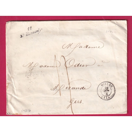 CURSIVE11 ST BEAUZELY AVEYRON T15 MILLAU 1849 MIRANDE GERS INDICE 16 LETTRE COVER FRANCE