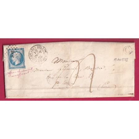 N°14 PC 352 BELLEGRADE EN MARCHE CREUSE BOITE RURALE C MAUTTES TAXE MANUSCRIT 4 ST ETIENNE LETTRE COVER FRANCE