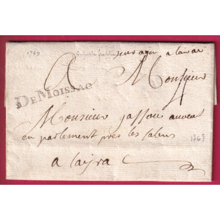 MARQUE DE MOISSAC TARN ET GARONNE TRES BELLE FRAPPE 1769 MENTION PAR AGEN A LAYRAC LOT ET GARONNE LETTRE COVER FRA