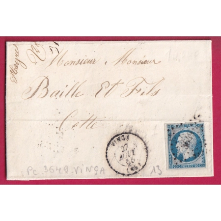 N°14 PC 3649 VINCA PYRENEES ORIENTALES POUR CETTE HERAULT INDICE 13 LETTRE COVER FRANCE