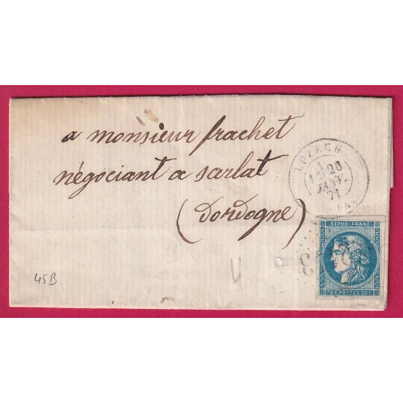 N°45B GC 2143 LUZECH LOT POUR SARLAT DORDOGNE LETTRE COVER FRANCE