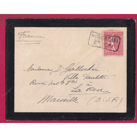 N°199 SEMEUSE LIGNEE OBLITERATION ITALIE PIROSCAFI ESTERI ITALIE POUR MARSEILLE LETTRE COVER FRANCE