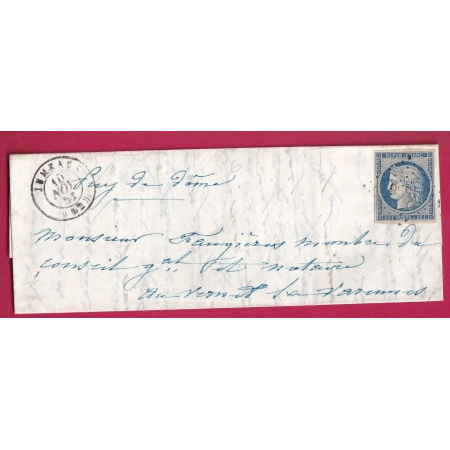N°4 PC 1596 JUMEAUX PUY DE DOME POUR VERNET LA VARENNES LETTRE COVER FRANCE