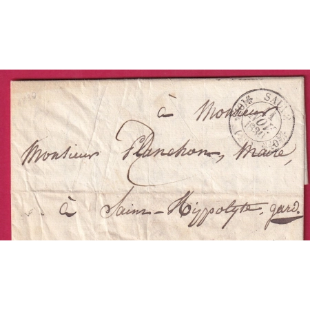 CAD TYPE 11 SAUVE GARD 1830 POUR ST HIPPOLYTE INDICE 11 LETTRE COVER FRANCE