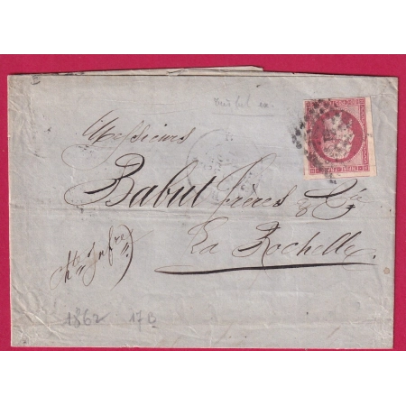 N°17B PETIT BD PARIS BUREAU B ROMAIN POUR LE ROCHELLE CHARENTE INFERIEURE LETTRE FRANCE