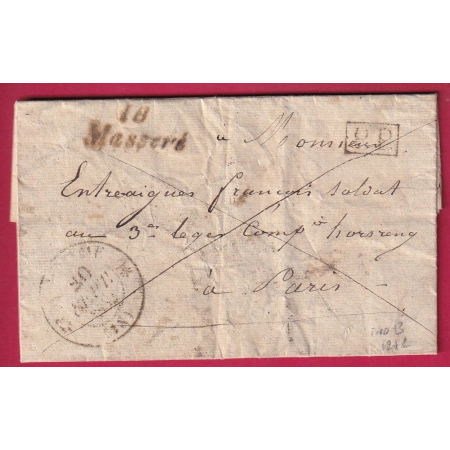 CURSIVE 18 MASSERE CORREZE + PP POUR PARIS 1832 TAXE 25C AU DOS INDICE 14 LETTRE COVER FRANCE