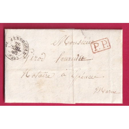 CAD T15 STE MENEHOULD MARNE + PP TAXE LOCALE 1 AU DOS CURSIVE 49 GIVRY EN ARGONNE EN ARRIVE LETTRE COVER FRANCE